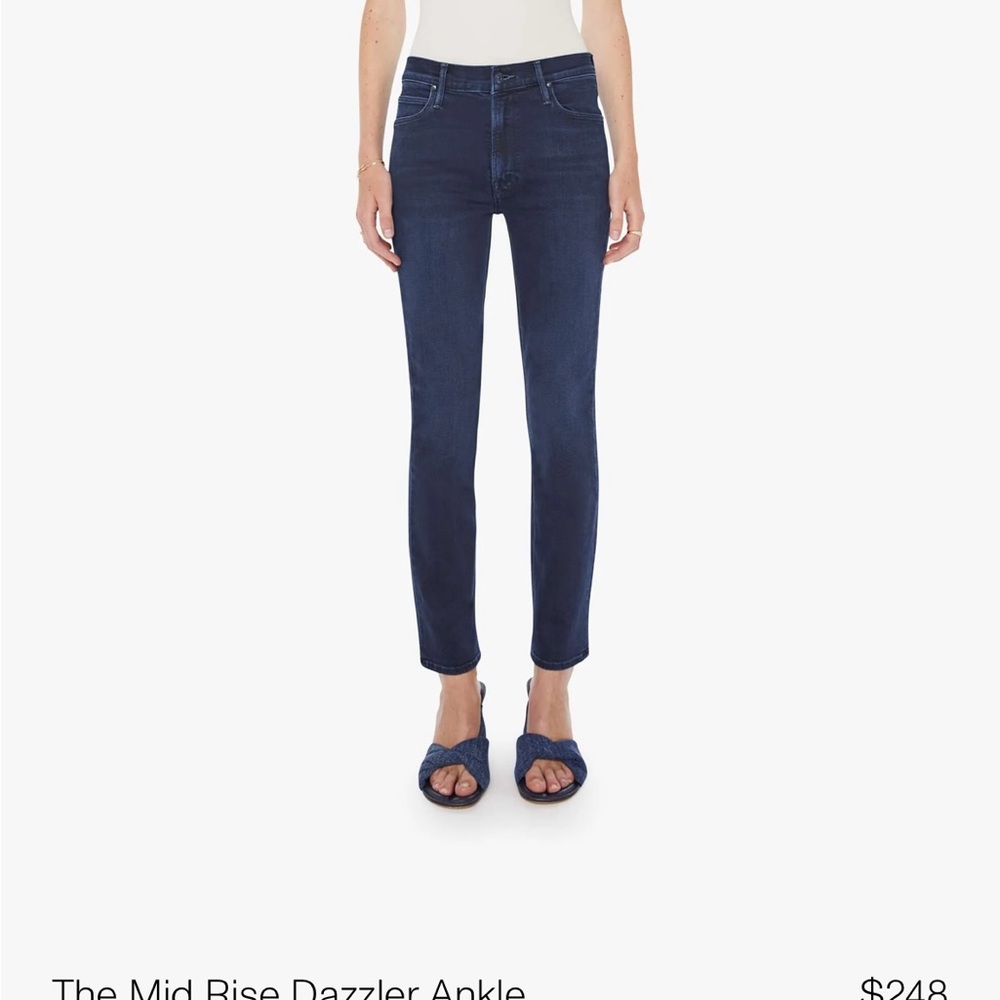 MOTHER Mid-riseDazzler Ankle Now or Never Jeans in Dark Blue